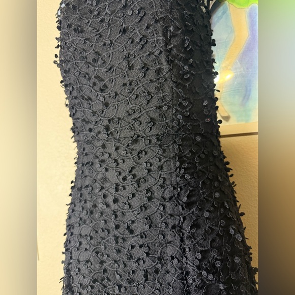 Calvin Klein Black Lace Overlay Cocktail Dress Size 10 Cap Sleeve - Picture 4 of 7